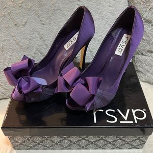 RSVP leather-soled platform heels, size 8W.